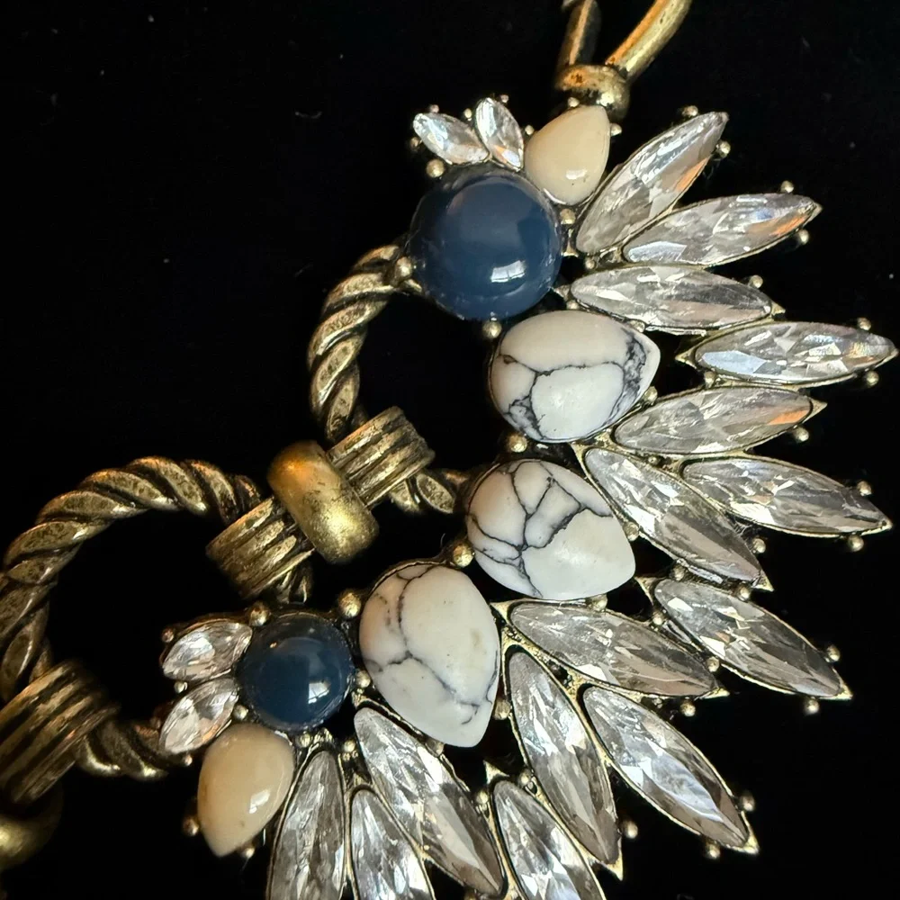 Chloe + Isabel Gold and Blue Statement Necklace with Fan Design - Picture 5 of 10